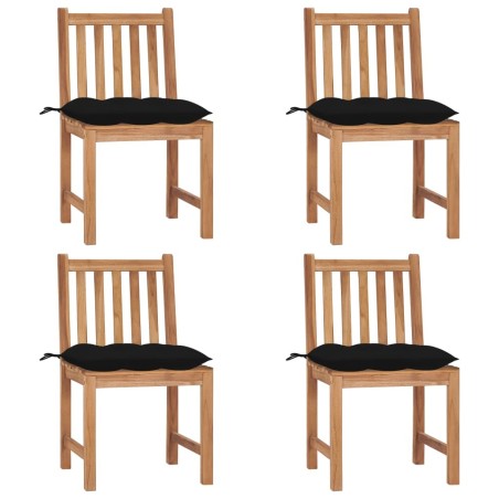 Chaises de jardin lot de 4 avec coussins Bois de teck massif 