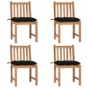 Chaises de jardin lot de 4 avec coussins Bois de teck massif 