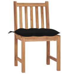 Chaises de jardin lot de 4 avec coussins Bois de teck massif 