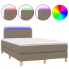 Sommier à lattes de lit matelas et LED taupe 120x190 cm tissu 