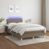 Sommier à lattes de lit matelas et LED taupe 120x190 cm tissu 