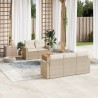Salon de jardin avec coussins 6 pcs beige résine tressée 
