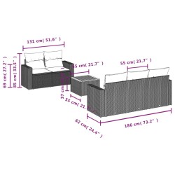 Salon de jardin avec coussins 6 pcs beige résine tressée 