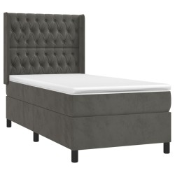 Sommier à lattes de lit matelas LED Gris foncé 80x200cm Velours 
