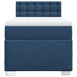 Sommier à lattes de lit avec matelas Bleu 90x190 cm Tissu 