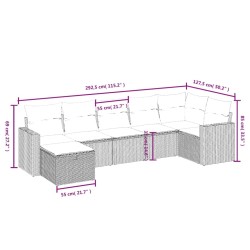 Salon de jardin avec coussins 7pcs mélange beige résine tressée 