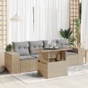 Salon de jardin avec coussins 5 pcs beige résine tressée 