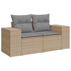 Salon de jardin avec coussins 5 pcs beige résine tressée 
