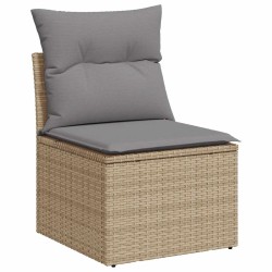 Salon de jardin avec coussins 5 pcs beige résine tressée 