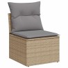 Salon de jardin avec coussins 5 pcs beige résine tressée 