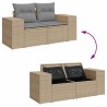 Salon de jardin avec coussins 5 pcs beige résine tressée 