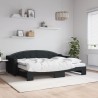 Lit de jour avec lit gigogne et matelas noir 80x200 cm tissu 