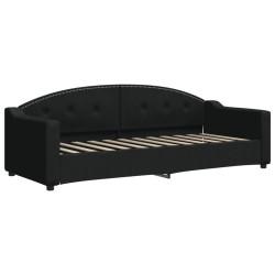 Lit de jour avec lit gigogne et matelas noir 80x200 cm tissu 