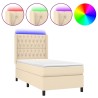 Sommier à lattes de lit matelas et LED Crème 90x200 cm Tissu 
