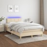 Sommier à lattes de lit matelas et LED crème 120x190 cm tissu 