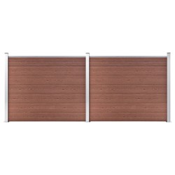 Ensemble de panneau de clôture WPC 353x146 cm Marron   