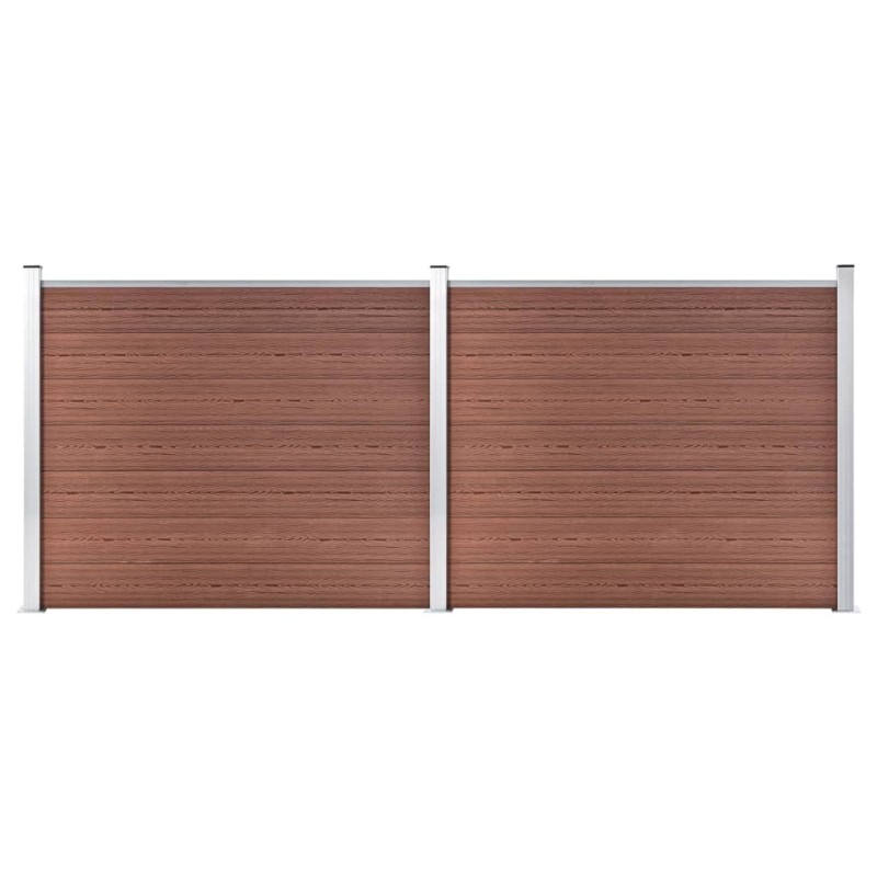 Ensemble de panneau de clôture WPC 353x146 cm Marron   