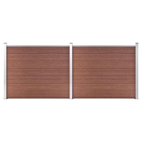 Ensemble de panneau de clôture WPC 353x146 cm Marron   