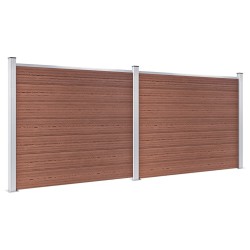 Ensemble de panneau de clôture WPC 353x146 cm Marron   