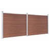 Ensemble de panneau de clôture WPC 353x146 cm Marron   
