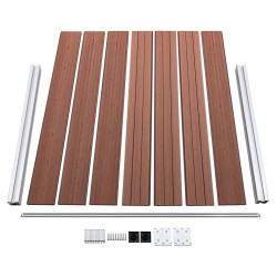 Ensemble de panneau de clôture WPC 353x146 cm Marron   