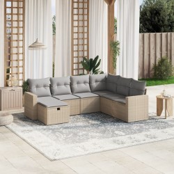 Salon de jardin avec coussins 7pcs mélange beige résine tressée 