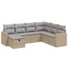 Salon de jardin avec coussins 7pcs mélange beige résine tressée 