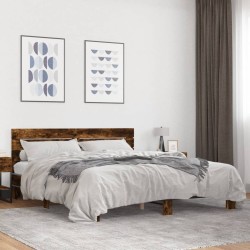 Cadre de lit sans matelas chêne fumé 200x200 cm 