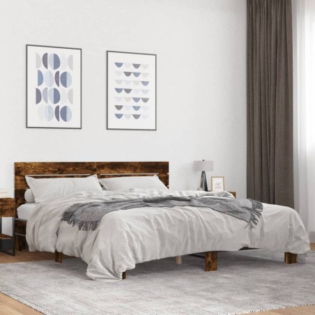 Cadre de lit sans matelas chêne fumé 200x200 cm 