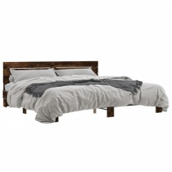 Cadre de lit sans matelas chêne fumé 200x200 cm 