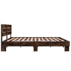 Cadre de lit sans matelas chêne fumé 200x200 cm 