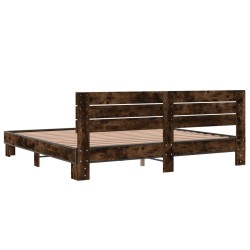Cadre de lit sans matelas chêne fumé 200x200 cm 