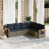 Salon de jardin 6 pcs avec coussins gris résine tressée 