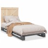 Cadre de lit sans matelas gris 90x200 cm bois de pin massif 