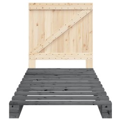Cadre de lit sans matelas gris 90x200 cm bois de pin massif 
