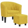 Fauteuil avec repose-pied jaune velours 