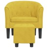 Fauteuil avec repose-pied jaune velours 