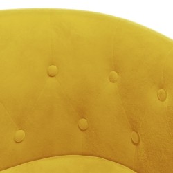 Fauteuil avec repose-pied jaune velours 