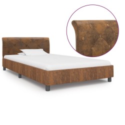 Cadre de lit sans matelas marron similicuir daim 100x200 cm 