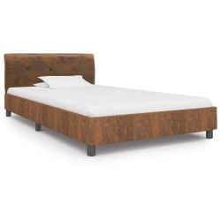 Cadre de lit sans matelas marron similicuir daim 100x200 cm 