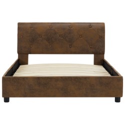 Cadre de lit sans matelas marron similicuir daim 100x200 cm 
