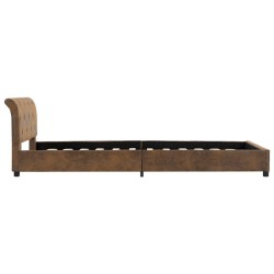 Cadre de lit sans matelas marron similicuir daim 100x200 cm 
