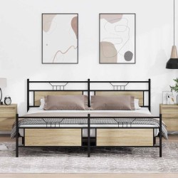 Cadre de lit en métal sans matelas chêne sonoma 200x200 cm 