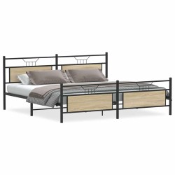 Cadre de lit en métal sans matelas chêne sonoma 200x200 cm 