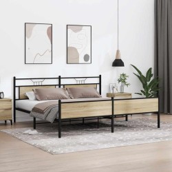 Cadre de lit en métal sans matelas chêne sonoma 200x200 cm 
