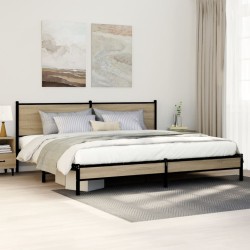 Cadre de lit en métal sans matelas chêne sonoma 193x203 cm 