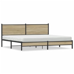 Cadre de lit en métal sans matelas chêne sonoma 193x203 cm 