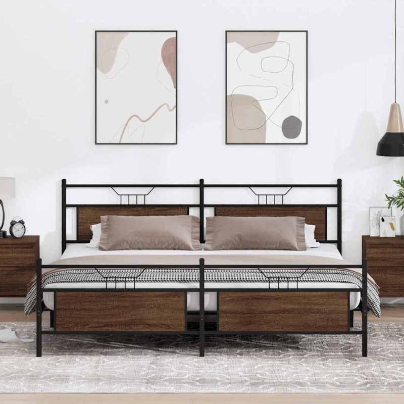 Cadre de lit en métal sans matelas chêne marron 200x200 cm 