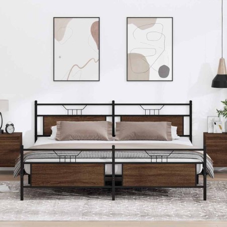 Cadre de lit en métal sans matelas chêne marron 200x200 cm 