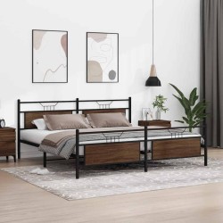 Cadre de lit en métal sans matelas chêne marron 200x200 cm 